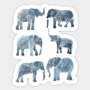 Watercolor Elephants - Gray Sticker